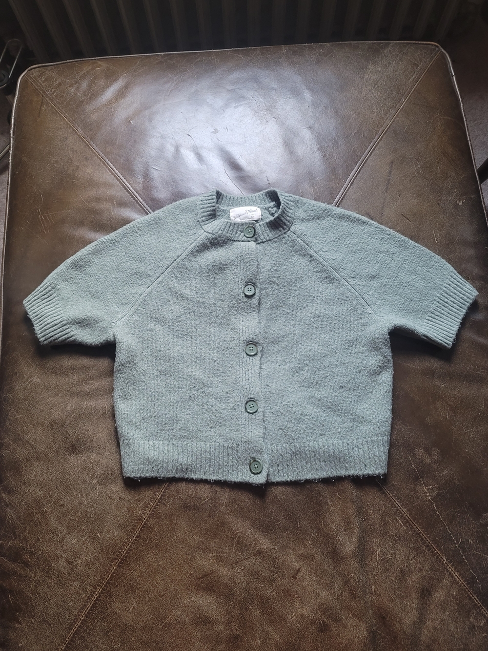 Universal Thread Short-Sleeve Button Cardigan in Dusty Sage